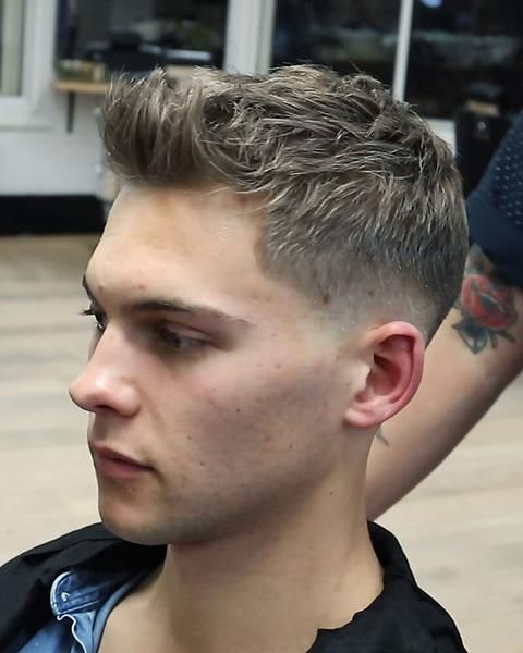 Textured Quiff Hairstyle Men With Short Sides