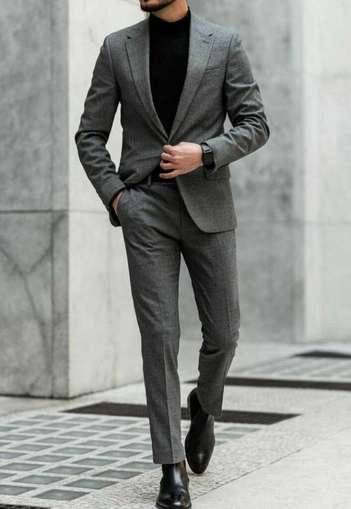 WEAR A CHARCOAL SUIT FOR A SEMI-FORMAL COCKTAIL EVENT
