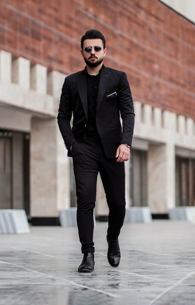 Blazer with black trousers